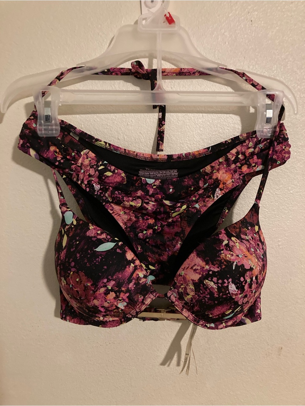 Victoria's Secret Floral Push-Up Bikini Set - Black & Pink
